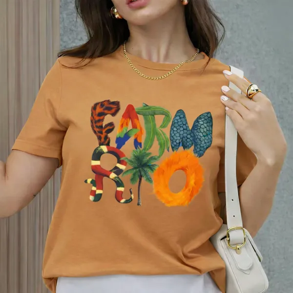 T-shirt Feminina Faam Rio Camiseta VERÃO Estilosa Confortável Algodão Premium