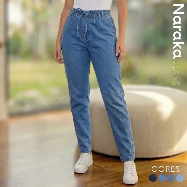 Calça  Jeans Feminina Capri Tecido Leve Cintura Alta