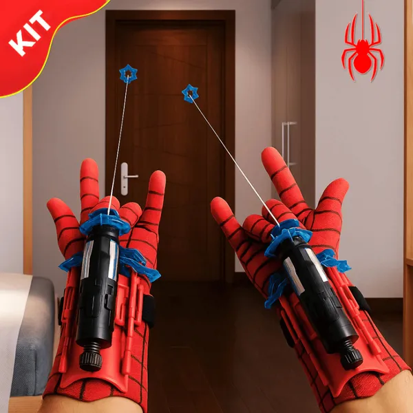 Luva Homem Aranha Lança Teia Com Cordinha e Dardos Com Ventosa, Brinquedo De Menino Spider Man