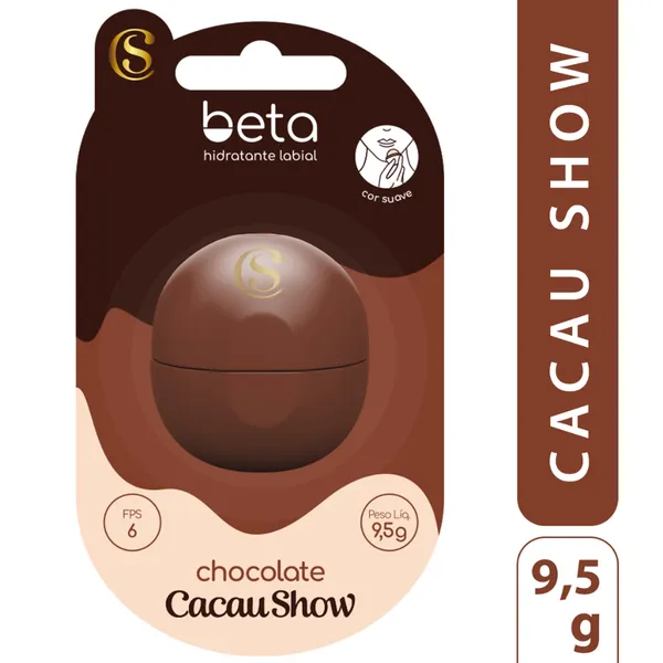 Hidratante Labial Beta Chocolate Cacau Show Edição Especial FPS 6