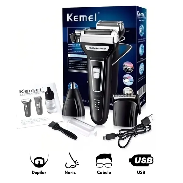 Máquina de Barbear Shaver Kemei 3 em 1 KM-6558