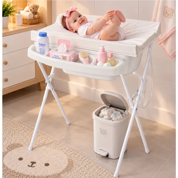 Banheira Luxo Com Suporte Dobrável Trocador e Saboneteira 30 Litros até 25kg - Baby Scorpion