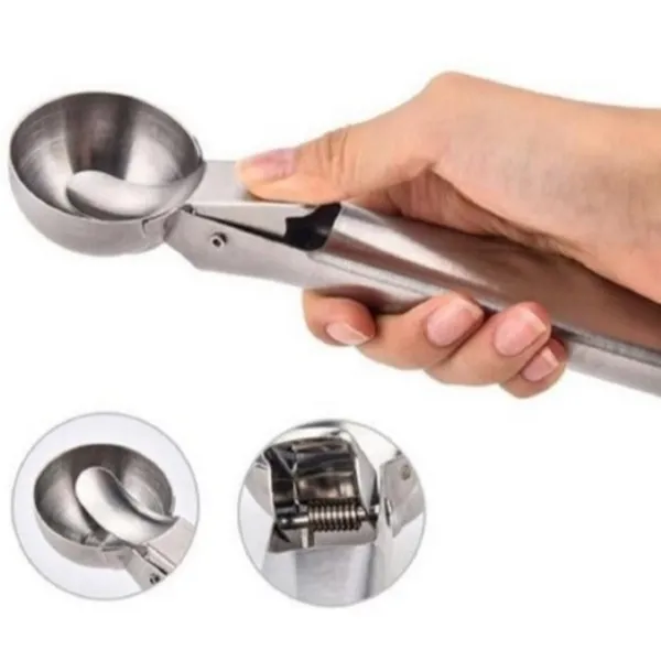 GUIANA  Colher de Sorvete Inox Com Ejetor Manual*PRONTA ENTREGA*
