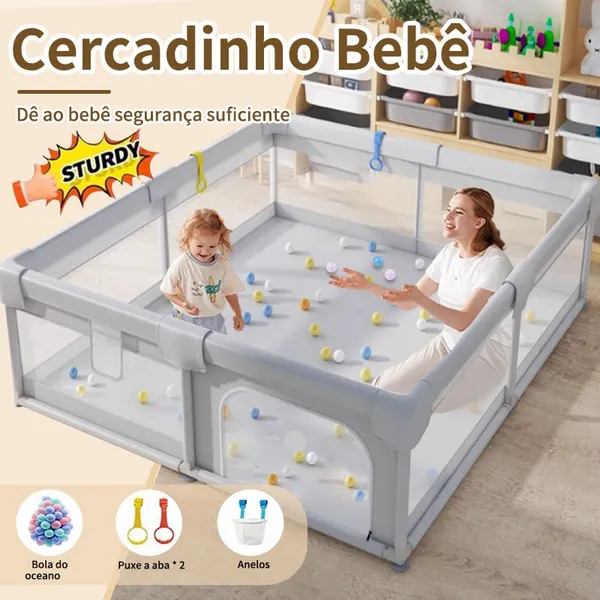 Cercadinho Bebê Grande Chiqueirinho ​Infantil Cercado Portátil Dobrável de Seguro e Protegido