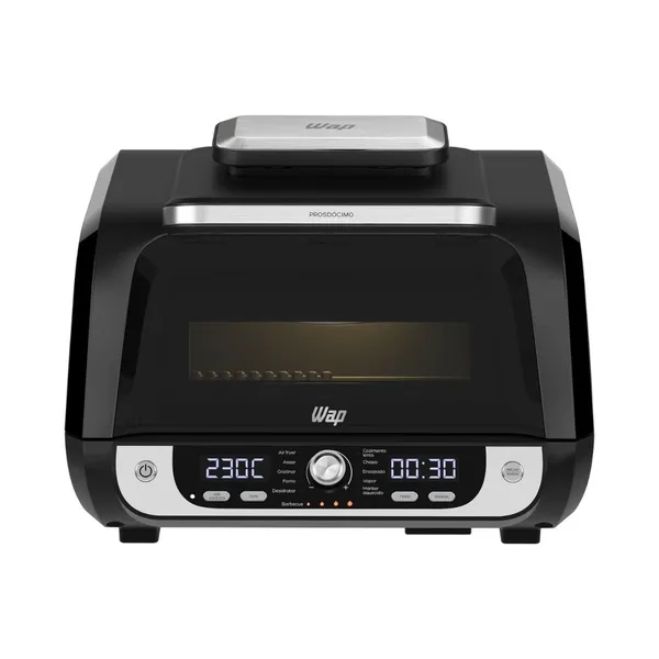 Fritadeira Elétrica sem Óleo Air Fryer 12 em 1 WAP 1800W Barbecue 10L digital Preta com Acessórios