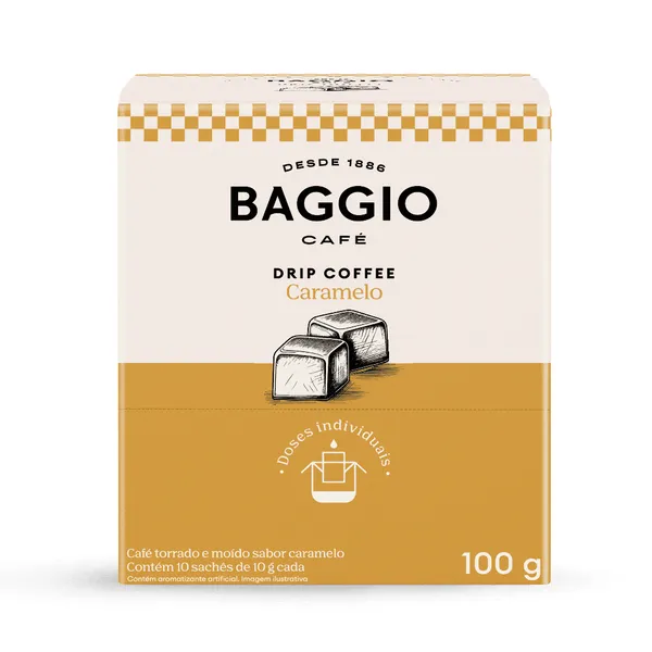 Baggio Drip Coffee Aroma Caramelo - Caixa com 10 Sachês 10g