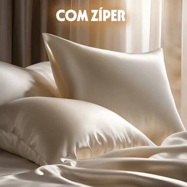Kit 2 Fronhas de Cetim COM ZÍPER Anti frizz 50 x 70 cm Premium Cabelo Lindo