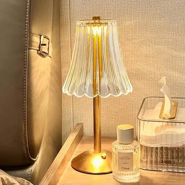 LUMINÁRIA ABAJUR DE MESA COM BARRA DE LED PARA ILUMINAÇÃO INTERNA, SENSOR DE TOQUE, SEM FIO E TRÊS CORES