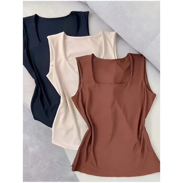 Regata Feminina Blusinha Decote Suplex Básica Lisa Elegante Blogueira Tendência Dia a Dia Casual 7.7