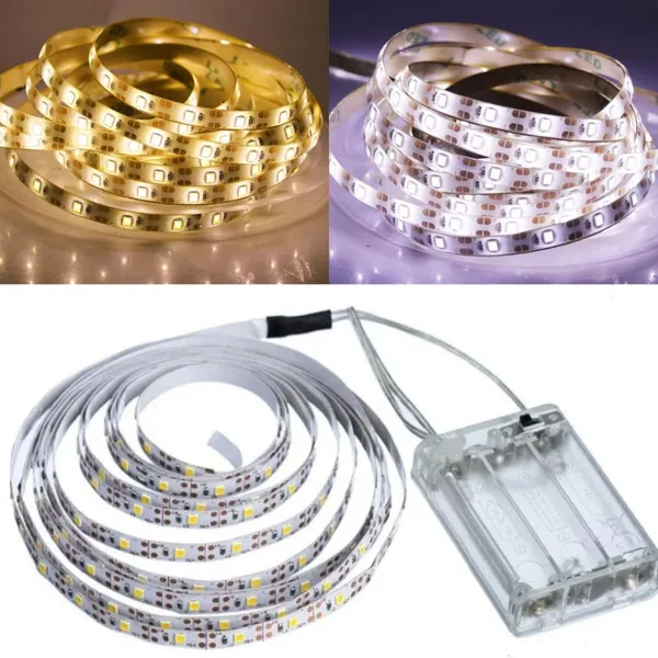 FITA DE LED FIO LED DE PILHA AUTOCOLANTE 2M 120 LEDS CORDÃO MANGUEIRA DECORAÇÃO CASA TV MÓVEL