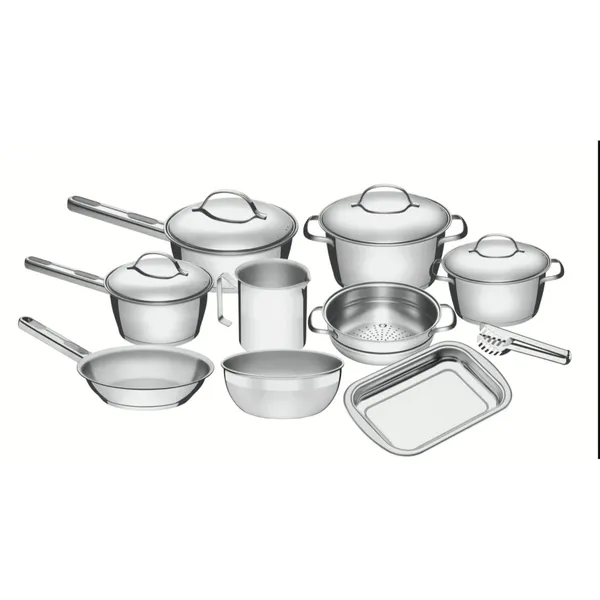 Jogo de Panelas Tramontina Aço Inox Allegra ​10 Peças Fundo Triplo Com Pegador de Massa
