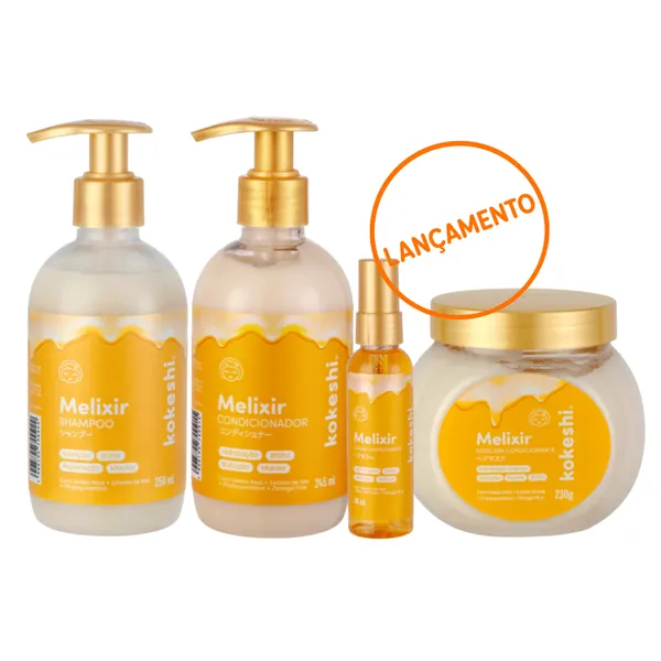 Kit Shampoo + Condicionador + Máscara + Sérum Melixir Kokeshi