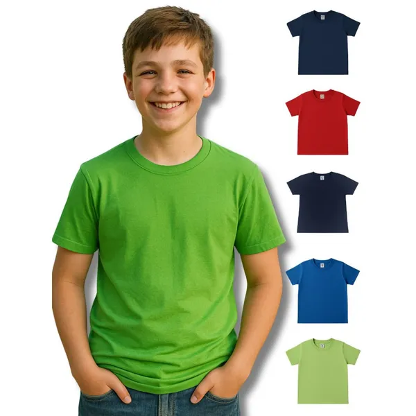 Camiseta Infantil Masculina Manga Curta 100% Algodão Lisa 2 a 14 Anos Confortável e Casual