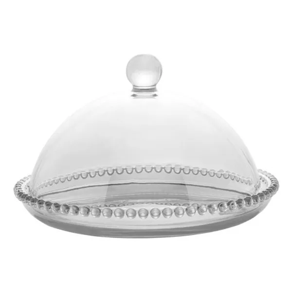 Wolff Casa Prato para Queijo Queijeira com Tampa de Cristal Pearl 20x12cm