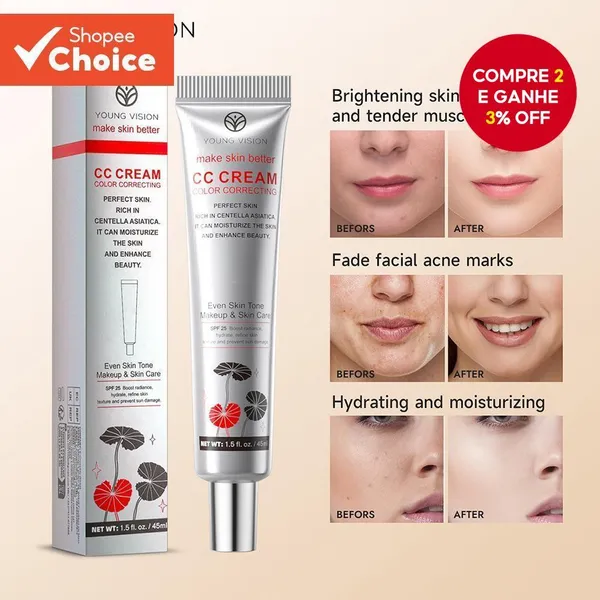 Creme Hidratante Centella Asiatica CC , Com Efeitos De Ocultação Pré-Maquiagem , De Longa Duração , Sem Transferência E