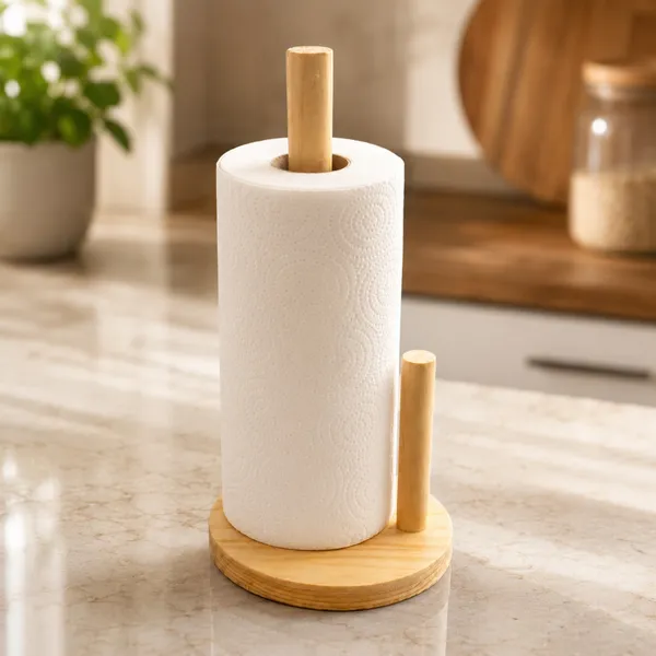 Porta Papel Toalha Madeira Suporte para Rolo de Papel Cozinha Bancada Organizador Decoração