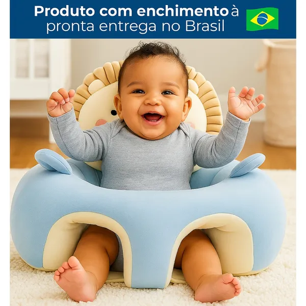 Almofada Bebê Assento Infantil Sofá Pelúcia Apoio Postura Antiqueda Senta Bebê Antialérgico Conforto