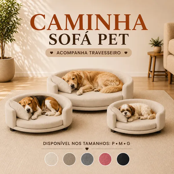 Caminha Sofá Pet Todos Tamanhos Com Travesseiro Ideal Cães e Gatos de Pequeno a Grande Porte Em Veludo Premium Reforçada