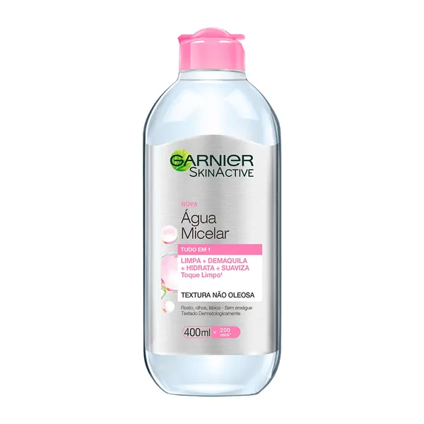 Água Micelar de Limpeza Tudo em 1, Demaquilante, Remove Maquiagem, para Todos os Tipos de Pele, Garnier SkinActive 400ml