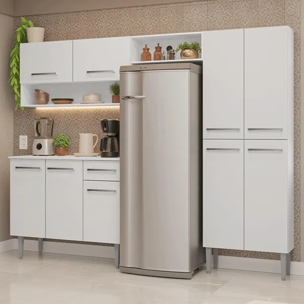 Armário de Cozinha Completa 229cm  Branco Emilly Madesa 17
