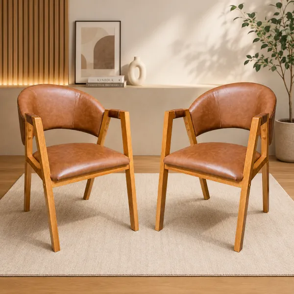KIT DUAS Cadeiras Madeira Maciça ODETE Robusta e Elegante Courissimo ou Linho para Sala de Jantar - Mesa Cozinha