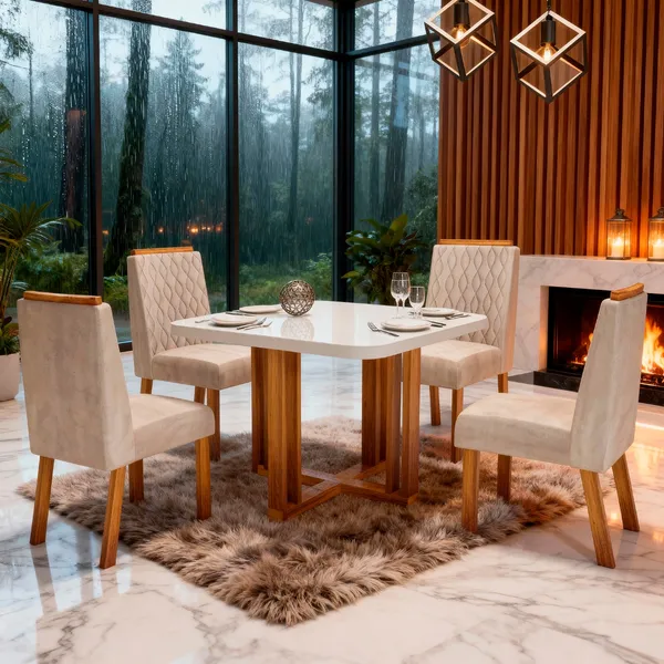 Sala de Jantar 90x90 Paola Tampo OFF-White 4 Cad Bom Pastor