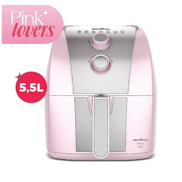 AIR FRYER ROSA BRITÂNIA 5,5L CESTO PINKSTONE 1500W BAFE53