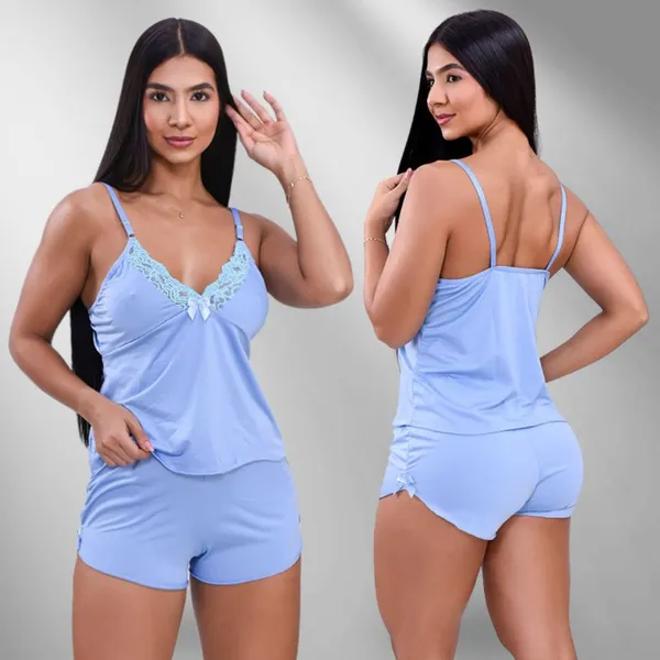 Pijama Baby Doll Malha Fria Tecido Fresquinho Roupa De Dormir Molinho Confortavel Langerie Sensual Detalhe em Renda