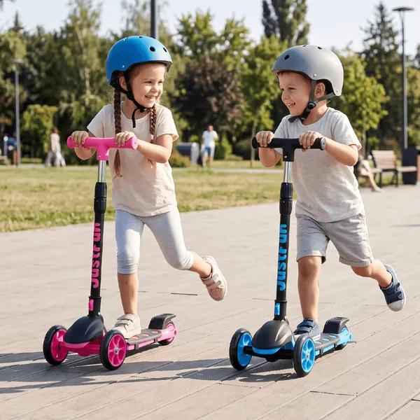 Patinete Infantil Radical 3 Rodas Dobrável Portátil Altura Ajustável Freio Traseiro Suporta 40kg Azul Rosa