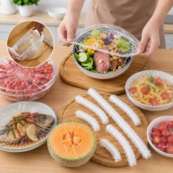 KIT De 100 Tampas De Plástico Descartável Para Alimento