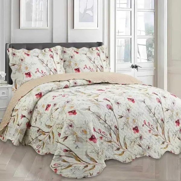 Kit Colcha Cobre leito 3 peças estampada
