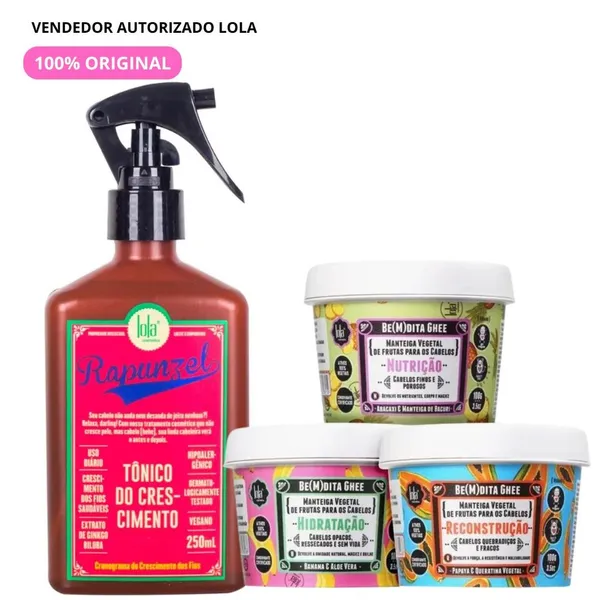 Kit Tônico Rapunzel + 3 Bemdita Ghee 100g Lola Cosmetics