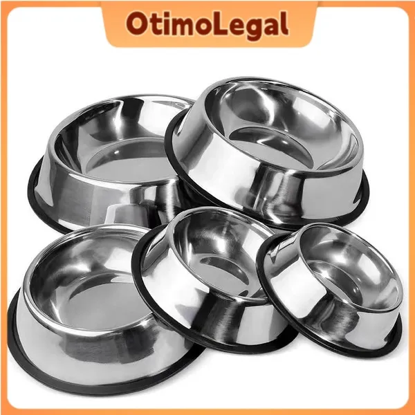 Comedouro ou Bebedouro Inox Para Pet Cachorro Gato e Outros com Base Antiderrapante– 150ml a 1400ml