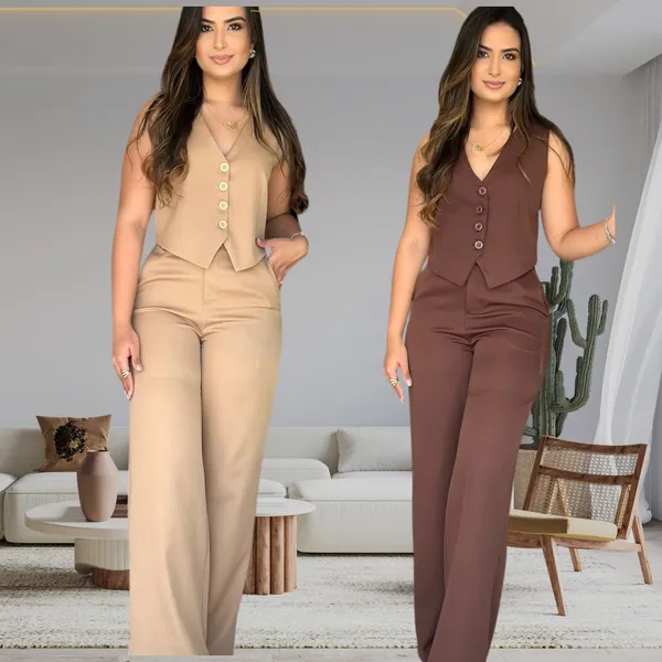 CONJUNTO EM ALFAIATARIA CALÇA E COLETE LOOK CASUAL CHIC TENDENCIA 2026🔥🔥🔥