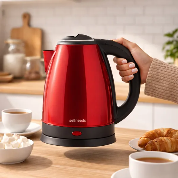 Chaleira Elétrica Jarra 1.8L Café Chá Inox 110V Vermelha
