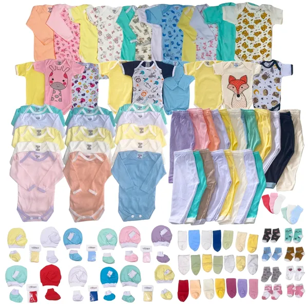Kit 15 Peças Enxoval Bebê Básico Body Calça Luva – Menino Menina Unissex