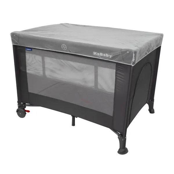 Berço Portátil Infantil Cercado Desmontável Com Bolsa Para Transporte e Mosquiteiro Explorer 0 a 15kg Cinza - KaBaby