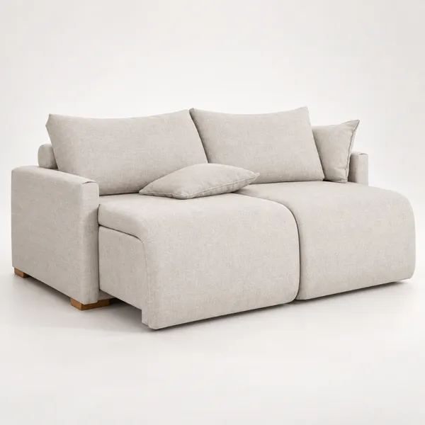 Sofá Cama Living Retrátil Milão 3 Lugares 1,80m em Linho com Almofadas Soltas Encosto Removível para Sala
