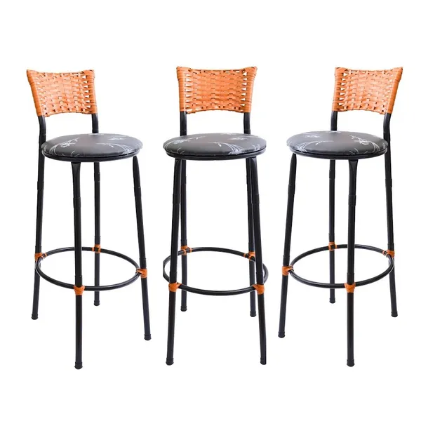 KIT 3 BANQUETAS BANCO ALTO DE COZINHA AREA GOURMET MOVEIS DE JUNCO