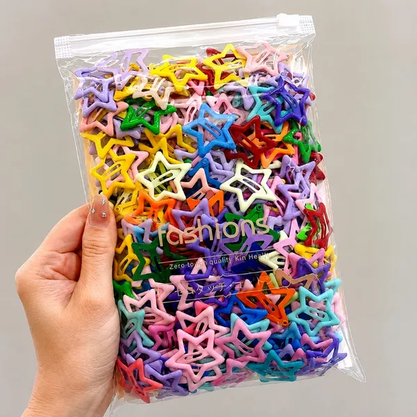 Kit Presilhas de Cabelo Estrela Coloridas Cores Sortidas 10 20 50 100 Unidades