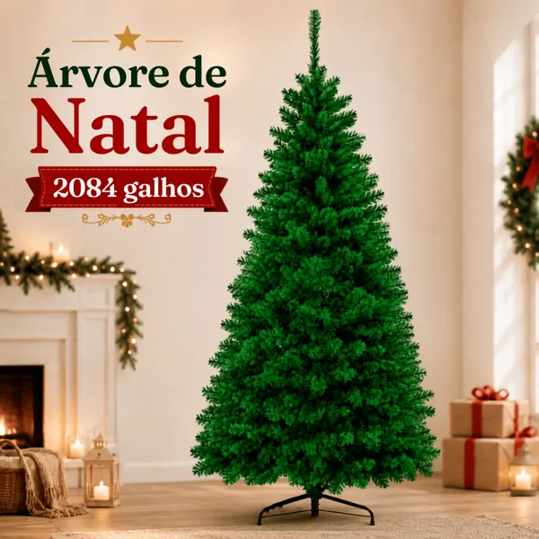 Árvore De Natal Pinheiro Grande Luxo 2.40 Metros 2084 Galhos Verde Cheia Premium Padrão Alemão
