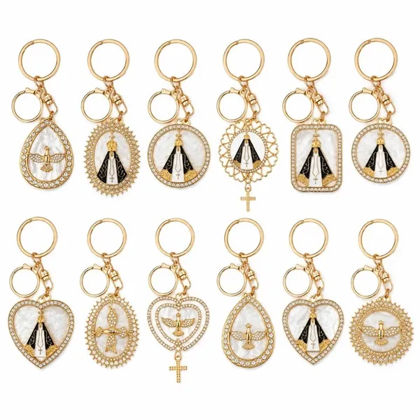 KIT 12 PCS Chaveiro De Metal avançado Delicado Com Strass Maria/Modelo aleatorios