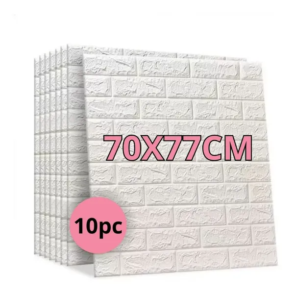 Kit 10 Placas Tijolinho Branco 70x77cm