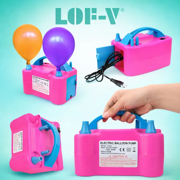 Bomba de Encher Balões Inflador Eletrico  Maquina de  Encher 2 Bexigas Rapido Festa Decoracão110V/220v