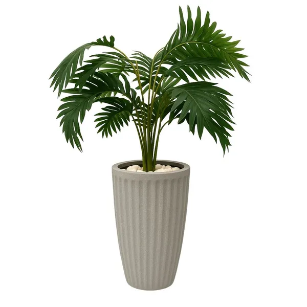 Planta Artificial Palmeira com Vaso 15 Folhas Polietileno Cone Romano