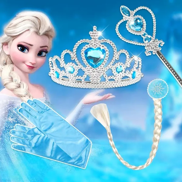 Frozen - Elsa + Anna (Acessorios Coroa, Trança, Varinha, Luva )Festa tiara princesa Fantasia