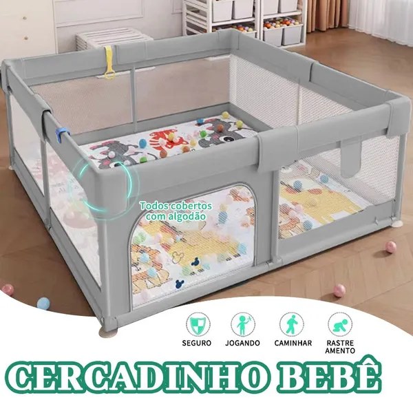 Cercadinho Bebê Grande Chiqueirinho Infantil Cercado Portátil Dobrável de Seguro e Protegido