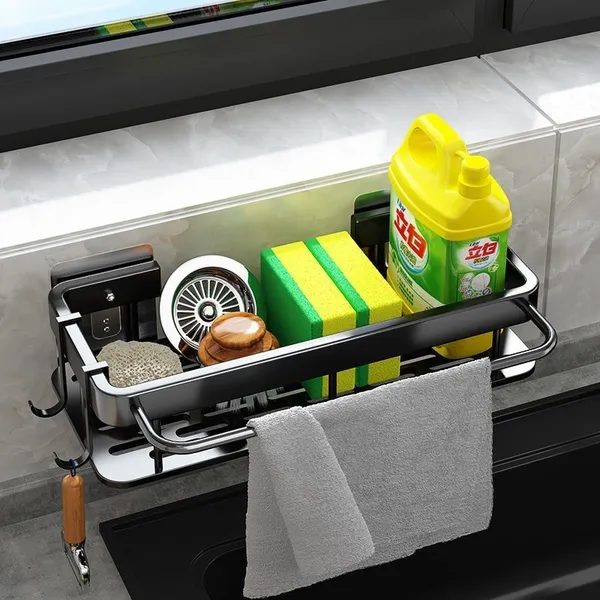 Kit ate 2 Organizador Alumínio Porta Detergente Condimentos Prateleira Suspensa Rack Suporte Cozinha CYD