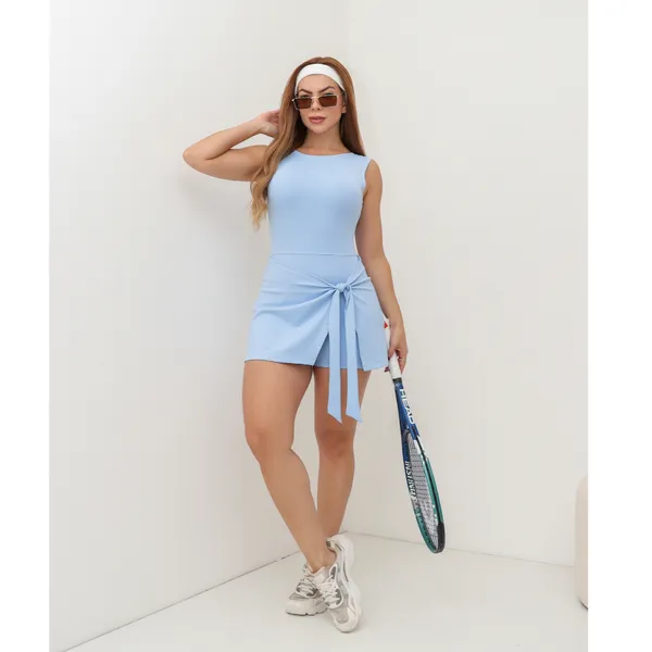 Macaquinhos Feminino Fitness Beach Tennis Regata com Saia Shorts Esportiva Academia SD1996
