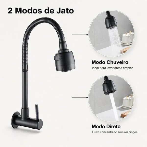 Inox Torneira Prata/Preto Com Chuveiro Com Rotação De 360° Cozinha Luxo Parede Promoção